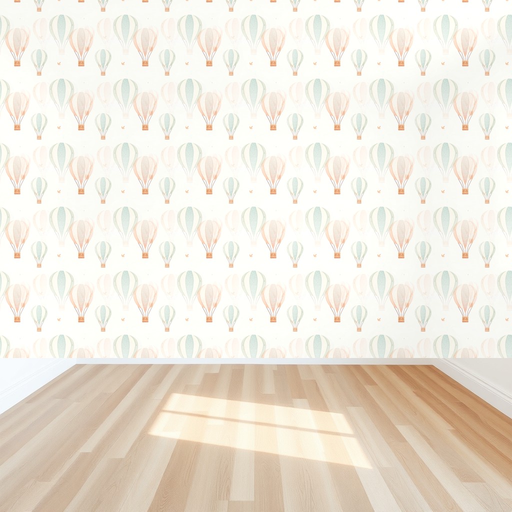 Hot Air Balloons — Blush, Sage & Powder Blue Nursery in a bedroom