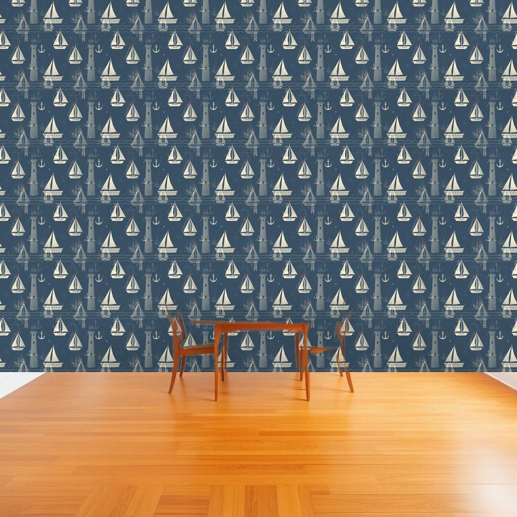 Nautical Sailboats — Navy & Dusty Blue Boys Nursery in a dining