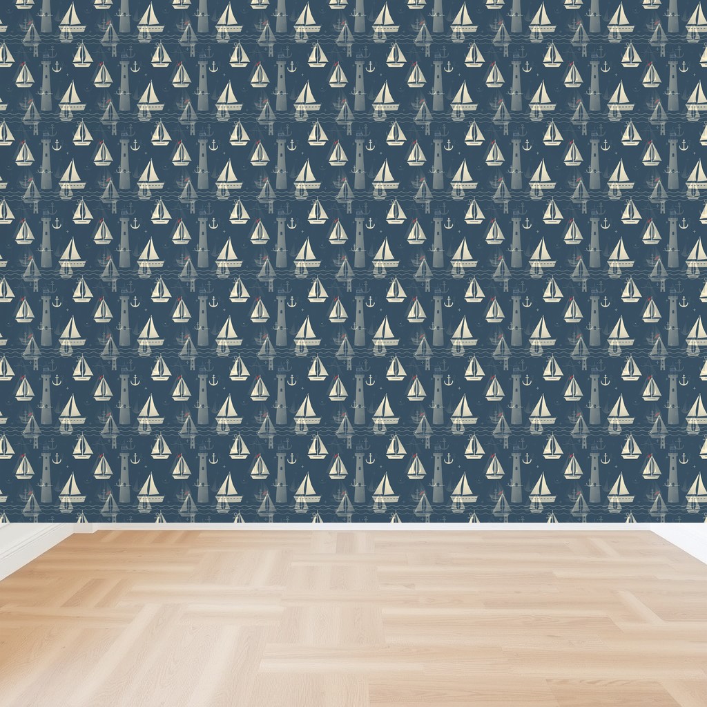 Nautical Sailboats — Navy & Dusty Blue Boys Nursery