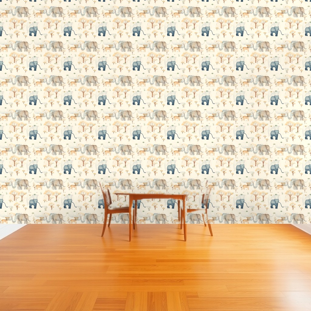 Navy Safari — Lion, Elephant & Rhino Boys Nursery in a dining
