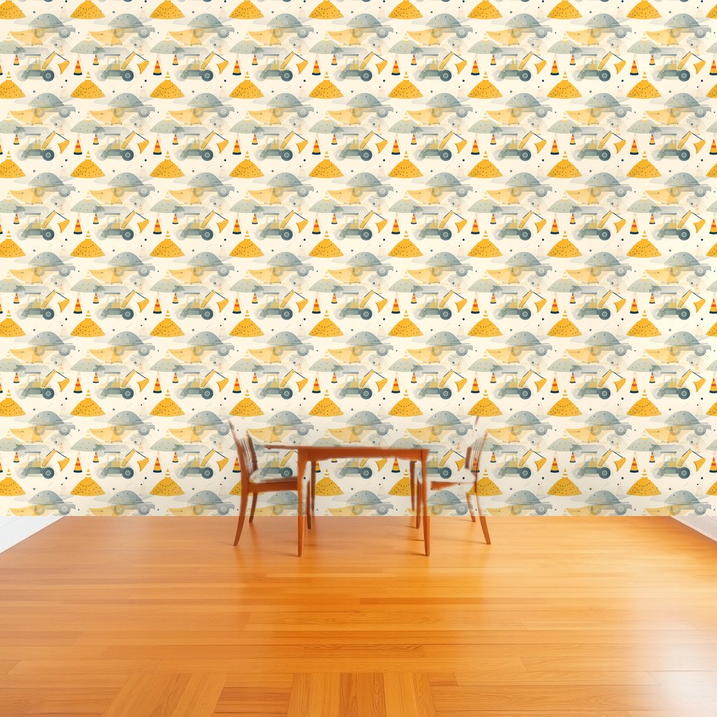 Trucks & Diggers — Mustard, Sage & Navy Kids Room in a dining