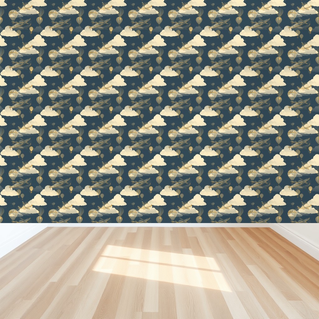 Vintage Airplanes — Navy & Mustard Retro Boys Nursery in a bedroom