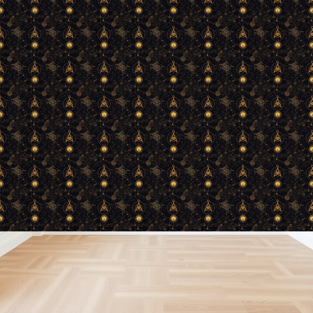 Celestial Chart — Antique Gold Constellations on Navy Black