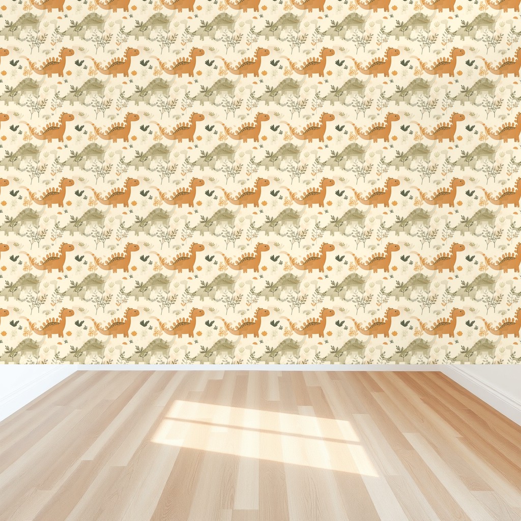 Gentle Dinosaurs — Muted Sage & Terracotta Kids Room in a bedroom