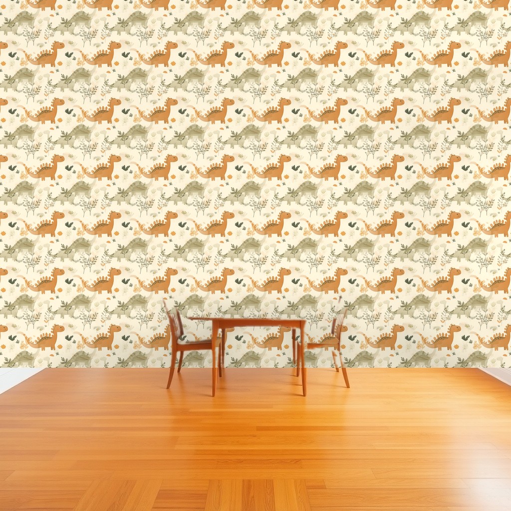 Gentle Dinosaurs — Muted Sage & Terracotta Kids Room in a dining
