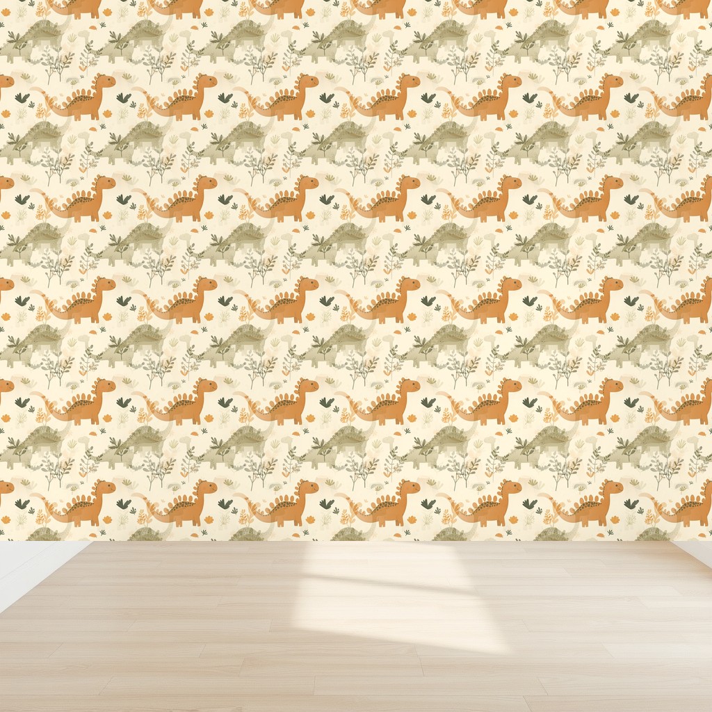 Gentle Dinosaurs — Muted Sage & Terracotta Kids Room in a nursery