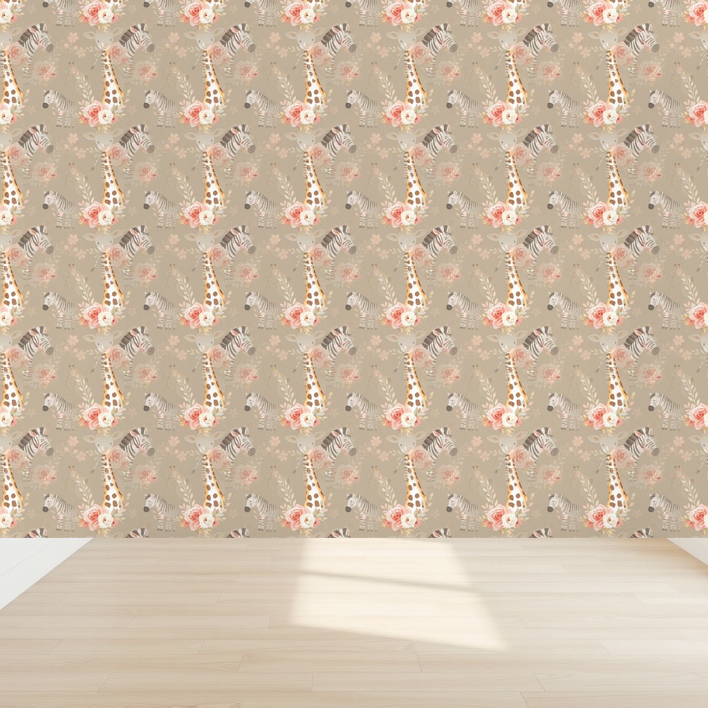 Blush Safari — Baby Animals & Florals Girls Nursery in a nursery