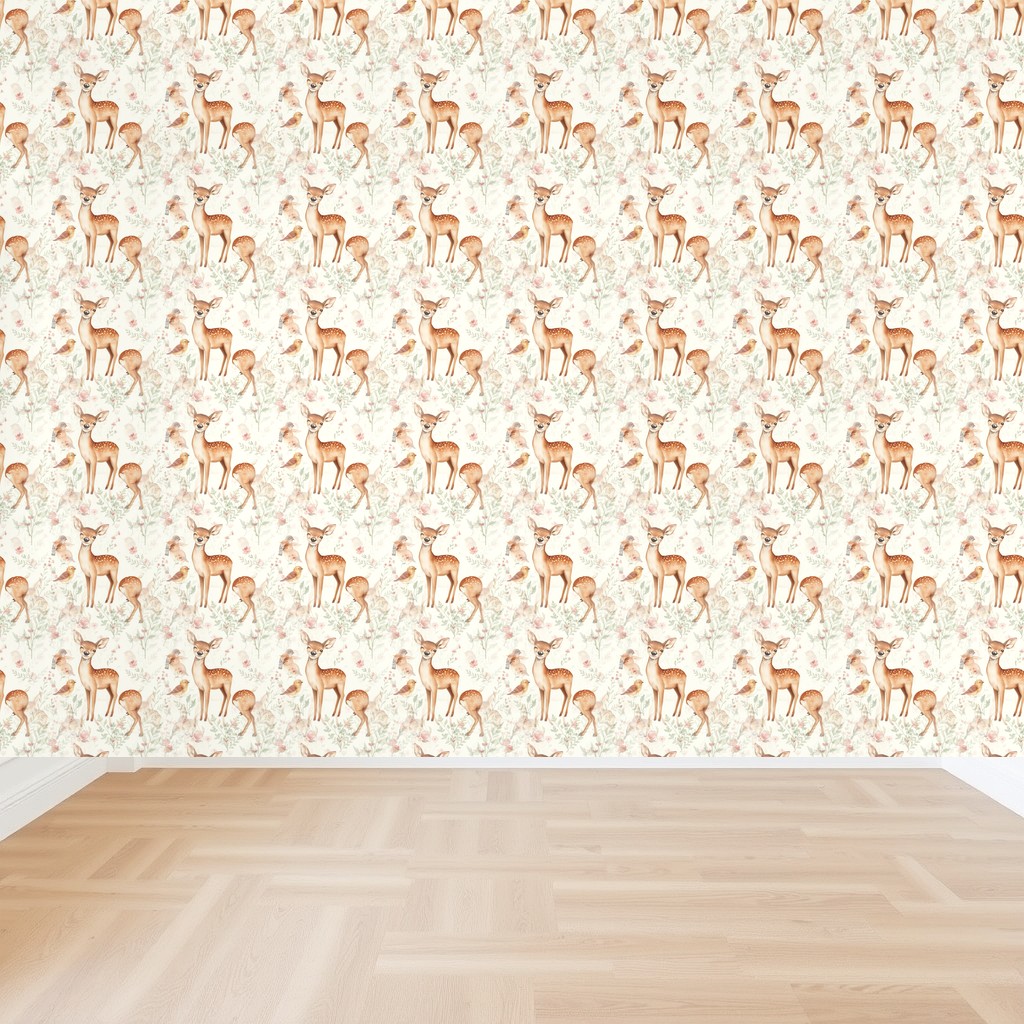 Blush Woodland — Fawns, Rabbits & Wildflowers Girls Nursery