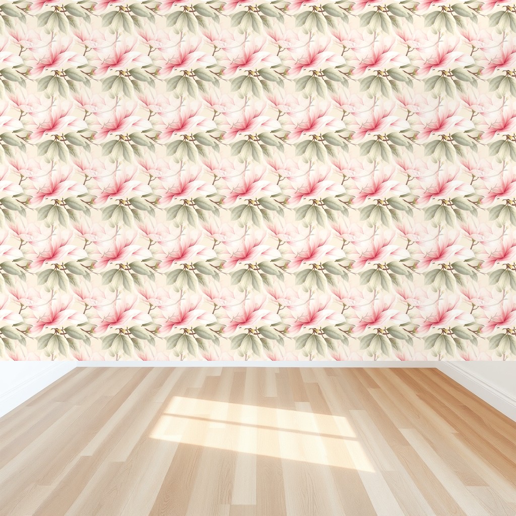 Magnolia Chinoiserie — Blush & Ivory Painterly Floral in a bedroom