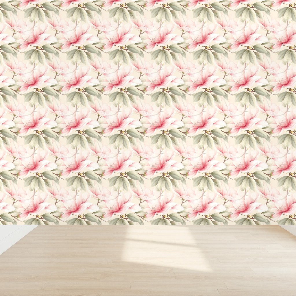 Magnolia Chinoiserie — Blush & Ivory Painterly Floral in a nursery