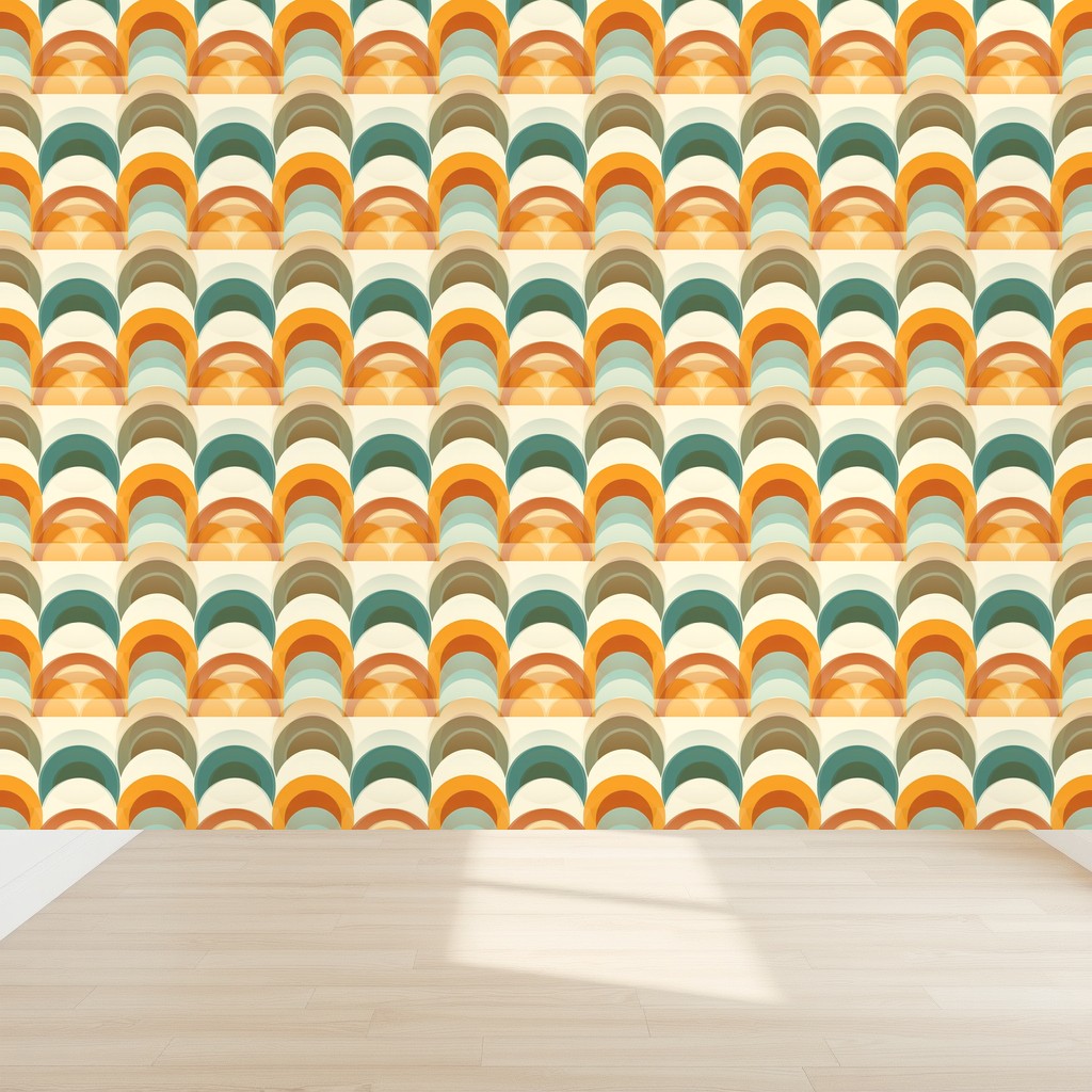Mid-Century Arches — Mustard, Teal & Burnt Orange Geometric in a nursery