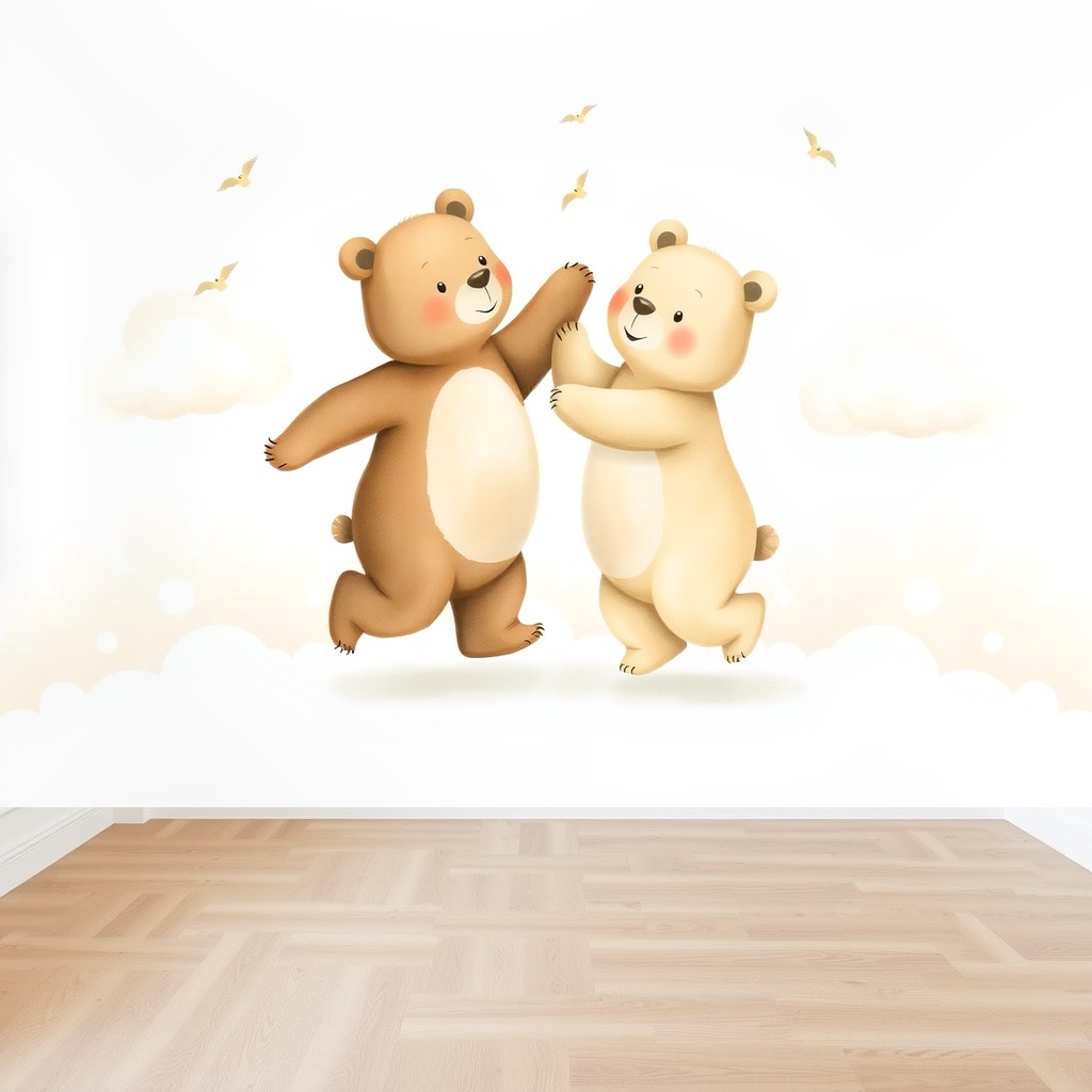 Dancing Bears in the Clouds — Nursery Wall Mural
