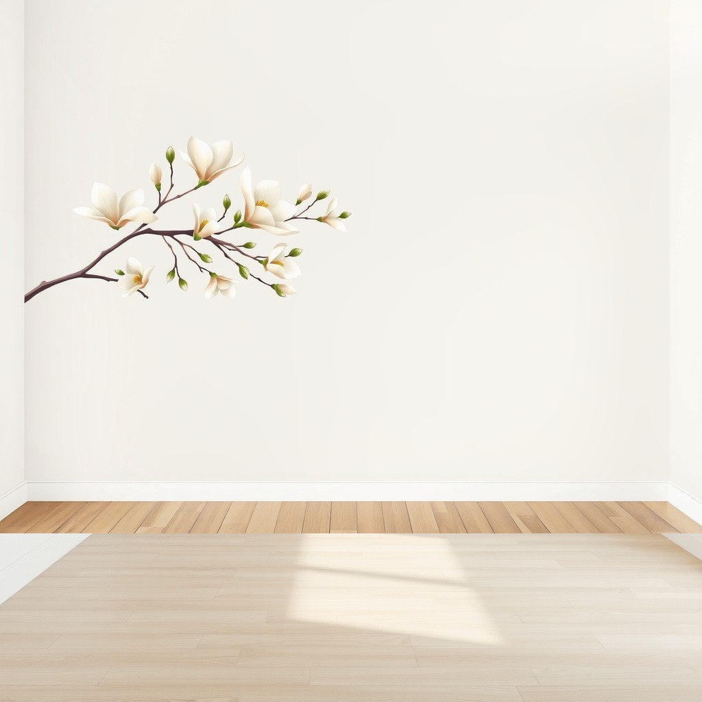 Magnolia Branch — Oversized Botanical Wall Mural in a nursery