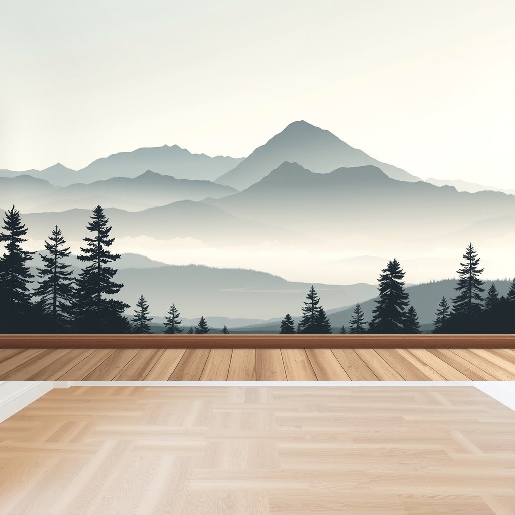 Misty Ridges — Layered Mountain Wall Mural