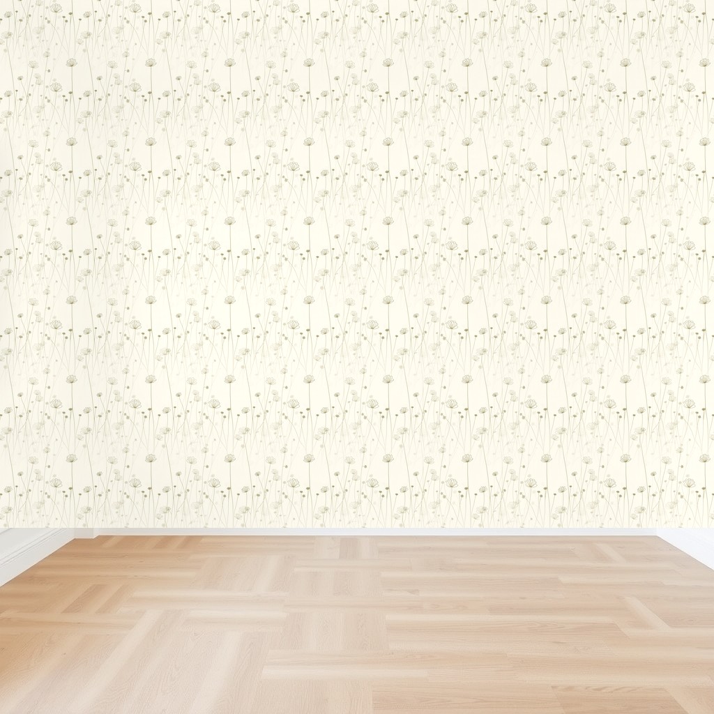 Wildflower Meadow Line Art — Olive & Cream Minimalist Botanical