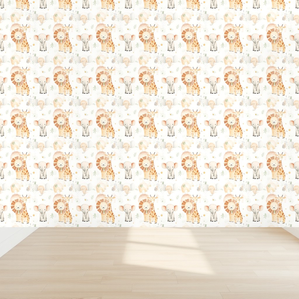 Safari Baby Animals — Muted Sage & Tan Neutral Nursery in a nursery