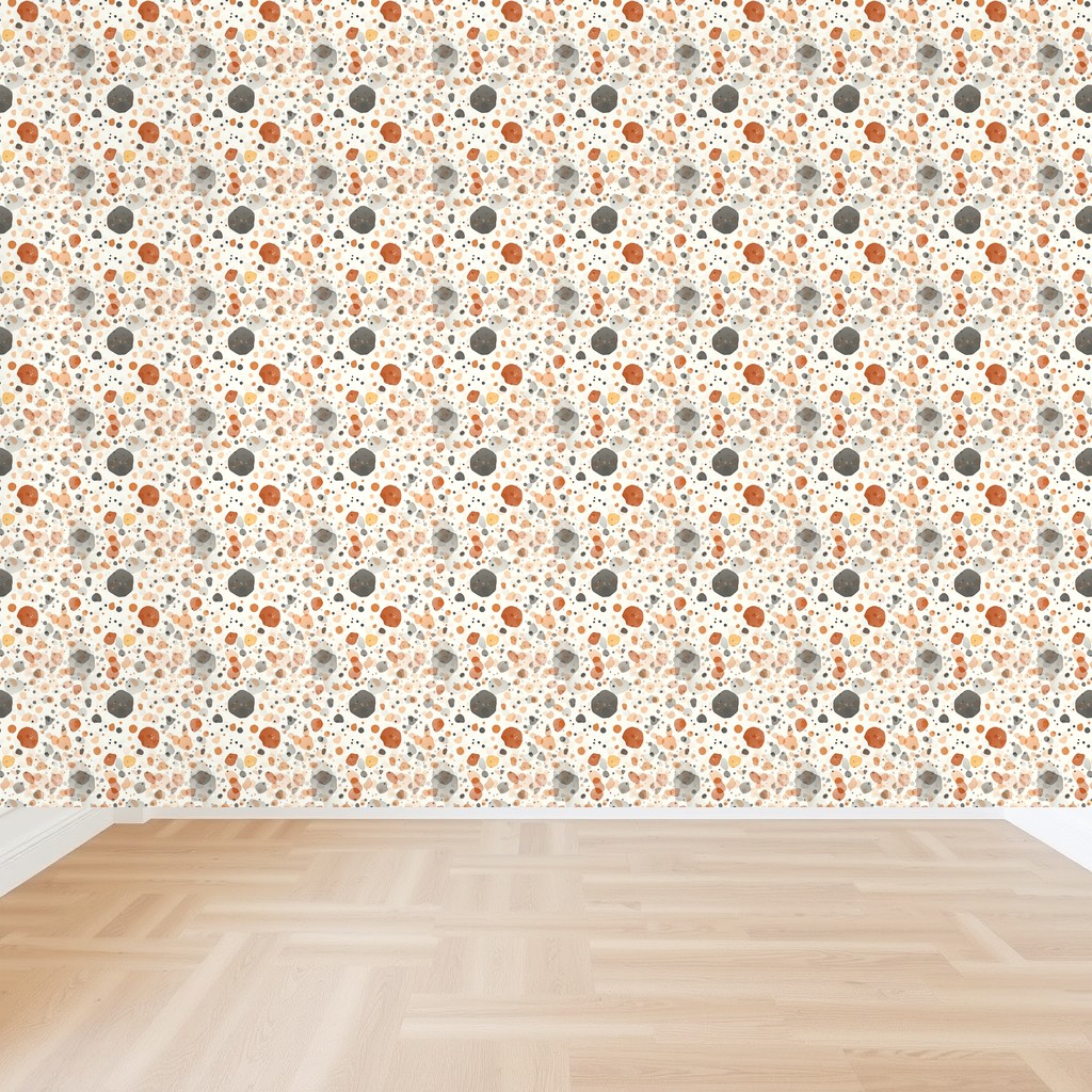 Warm Terrazzo — Tan, Rust & Blush Speckle on Off-White