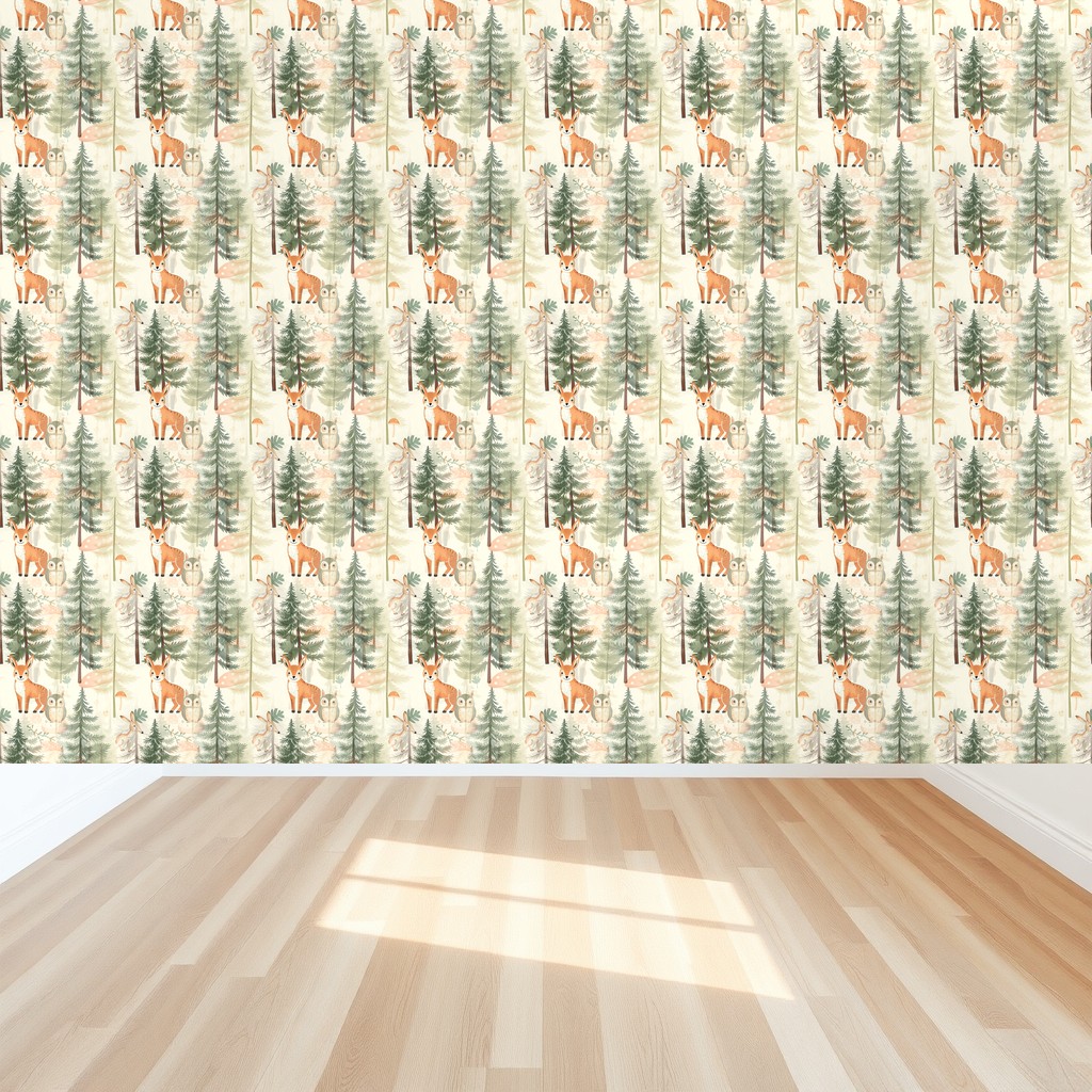 Woodland Friends — Fox, Deer & Owl Storybook Nursery in a bedroom