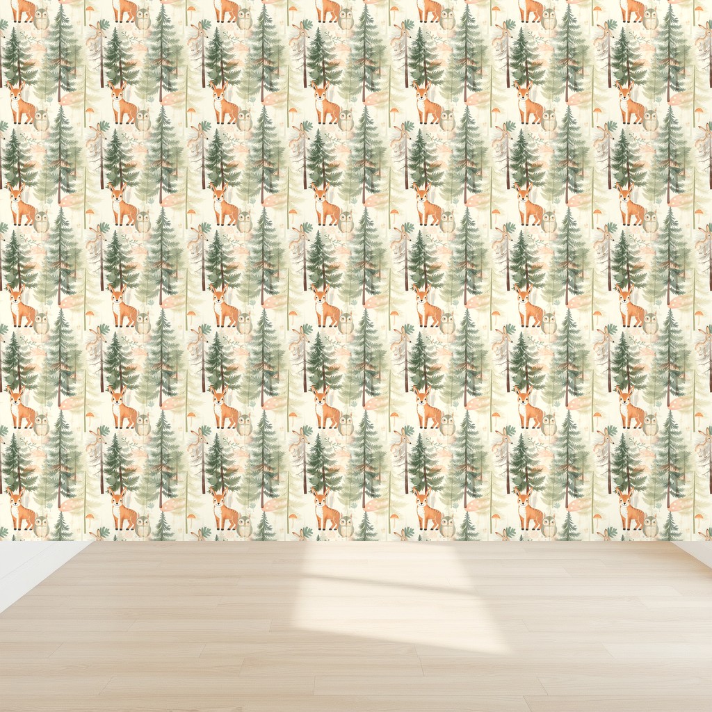Woodland Friends — Fox, Deer & Owl Storybook Nursery in a nursery